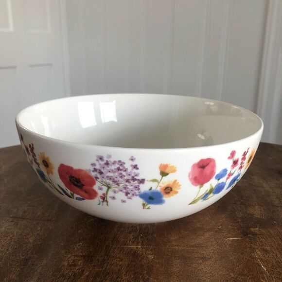 MIKASA Garden Pallette Floral large serving pasta salad bowl 9.5” mint - Picture 1 of 5
